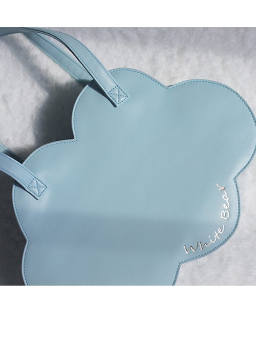 Classic Lolita Solid Color Cloud Shape Design Letter Bronzing Decoration Shoulder Bag