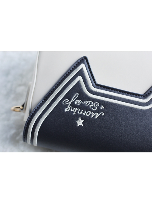 Square Solid Color Classic Lolita Navy Style Bow Knot Decoration Messenger Bag