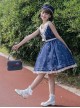 Square Solid Color Classic Lolita Navy Style Bow Knot Decoration Messenger Bag