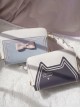 Square Solid Color Classic Lolita Navy Style Bow Knot Decoration Messenger Bag