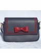 Square Solid Color Classic Lolita Navy Style Bow Knot Decoration Messenger Bag