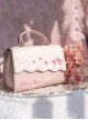 Exquisite Cherry Blossom Embroidery Decoration Pink And White Classic Lolita Square Textured Crossbody Bag