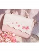 Exquisite Cherry Blossom Embroidery Decoration Pink And White Classic Lolita Square Textured Crossbody Bag