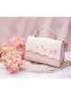 Exquisite Cherry Blossom Embroidery Decoration Pink And White Classic Lolita Square Textured Crossbody Bag