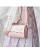 Exquisite Cherry Blossom Embroidery Decoration Pink And White Classic Lolita Square Textured Crossbody Bag