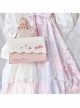 Exquisite Cherry Blossom Embroidery Decoration Pink And White Classic Lolita Square Textured Crossbody Bag