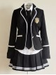 Black Campus Style Suit And Tie Badge Decoration Female College Jk Uniform Set