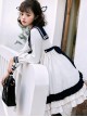 Heart Route Series OP White Sailor Suit V-Neck Design Bow Knots Decoration Long Sleeve Classic Lolita Dress