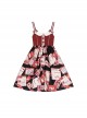 Strawberry Daily Series JSK Retro Strawberry Newspaper Pattern Element Cute Button Decoration Classic Lolita Black Slip Dress