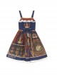 Glory Book Series Vintage Crown Jewels Pattern Print Classic Lolita Bow Knot Sling Dress