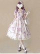 Fresh Small Dropped Shoulder Floral Pattern White Patchwork Lace Bubble Short Sleeve Classic Lolita Dress