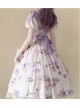 Fresh Small Dropped Shoulder Floral Pattern White Patchwork Lace Bubble Short Sleeve Classic Lolita Dress