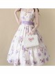 Simple White Floral Pattern Pearl Belt Open Back Large Bow Sleeveless Sling Classic Lolita Dress