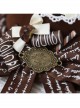Brown Tiramisu Waffle Shape Lace Trim Bow Knot Ribbon Classic Lolita Top Hat