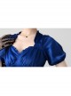 Elegant Satin Lace Lace Collar Tunic Slim Fit Multicolor Puff Short Sleeve Bow Belt Classic Lolita Dress