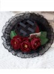 Classical Flower Decoration Pleated Lace Brim Lolita Top Hat