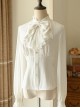 Ladies Simple White JK Inside Slim Fit Removable Big Bow Tie Long Sleeve Shirt