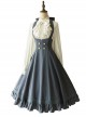 Elegant Slim Fit Detachable Halter Large Bow Striped Pocket Two-Wear Sling Classic Lolita Dress