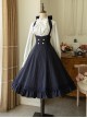 Elegant Slim Fit Detachable Halter Large Bow Striped Pocket Two-Wear Sling Classic Lolita Dress