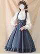 Elegant Slim Fit Detachable Halter Large Bow Striped Pocket Two-Wear Sling Long Sleeves Classic Lolita Dress