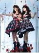 Large Bow High Waist Print Elegant Halter Detachable Belt Irregular Gothic Lolita Sleeveless Dress