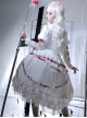 Elegant Small Square Collar Detachable Rose Ornament Pearl Bubble Long Sleeve Front Short Back Long Gothic Lolita Dress