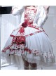 Elegant Small Square Collar Detachable Rose Ornament Pearl Bubble Long Sleeve Front Short Back Long Gothic Lolita Dress