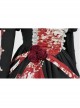 Elegant Small Square Collar Detachable Rose Ornament Pearl Bubble Long Sleeve Front Short Back Long Gothic Lolita Dress