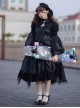 Black Lace Sling Corset Tail Top Flared Long Sleeve Fashion Ruffle Shawl Gothic Lolita Dress Set