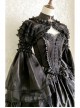 Black Lace Sling Corset Tail Top Flared Long Sleeve Fashion Ruffle Shawl Gothic Lolita Dress Set