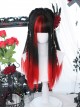 Gothic Style Dark Red And Black Qi Liuhai Lolita Long Straight Hair Wig