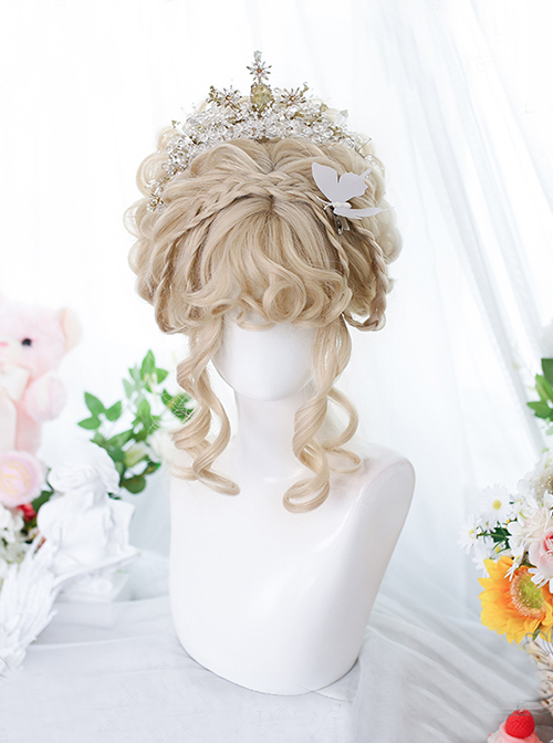 Classic Lolita Elegant Solid Color Slightly Curly Medium-Long Hair Bangs Wig