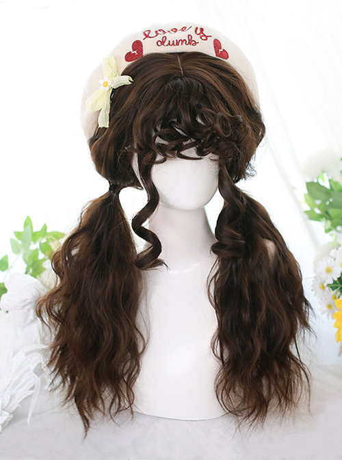 Classic Lolita Elegant Solid Color Slightly Curly Medium-Long Hair Bangs Wig