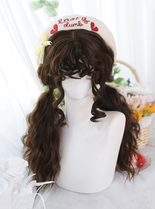 Classic Lolita Elegant Solid Color Slightly Curly Medium-Long Hair Bangs Wig