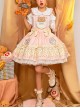 Knitted Cute Plush Bear Embroidery Design Hem Panel Mesh Bow Knots Decoration Classic Lolita Strap Dress