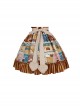 Anne'S Afternoon Tea Series SK Vintage Graphic Print Folds Heart Shape Apron Design Classic Lolita Skirt Set