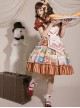 Anne'S Afternoon Tea Series SK Vintage Graphic Print Folds Heart Shape Apron Design Classic Lolita Skirt Set