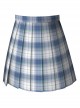 Hydrangea Series Classic Blue-Purple Plaid Simple High Waist A Version Pleated JK A-Shape Short Skirt
