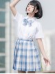 Hydrangea Series Classic Blue-Purple Plaid Simple High Waist A Version Pleated JK A-Shape Short Skirt