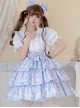 Cute Doll Neckline Court Style Pleated Lace Decoration Puff Sleeves Classic Lolita White Blouse 