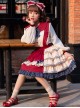 Fruity Bear Series Cute Bow Knots Decoration Polka Dot Hem Sweet Lolita Pleated Strap Skirt Matching Doll Collar Shirt