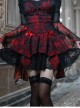 Hades Banquet Series Reddish Black Jacquard Design Lace Bow Knots Decoration Gothic Lolita Puffy Skirt