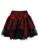 Hades Banquet Series Reddish Black Jacquard Design Lace Bow Knots Decoration Gothic Lolita Puffy Skirt