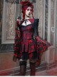 Hades Banquet Series Reddish Black Jacquard Design Lace Bow Knots Decoration Gothic Lolita Puffy Skirt