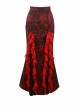 Gothic Hades Banquet Series Red Chiffon Wavy Pleats Decoration Sexy Jacquard Design Fishtail Skirt