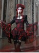 Gothic Hades Banquet Series Embossed Jacquard Embroidery Lace Strap Design Big Bell Sleeves Top