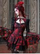 Gothic Hades Banquet Series Embossed Jacquard Embroidery Lace Strap Design Big Bell Sleeves Top