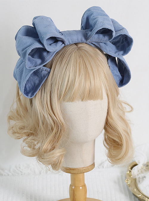 Japanese Style Cotton Sweet Twill Large Bow Decoration Classic Lolita KC Headband Headgear