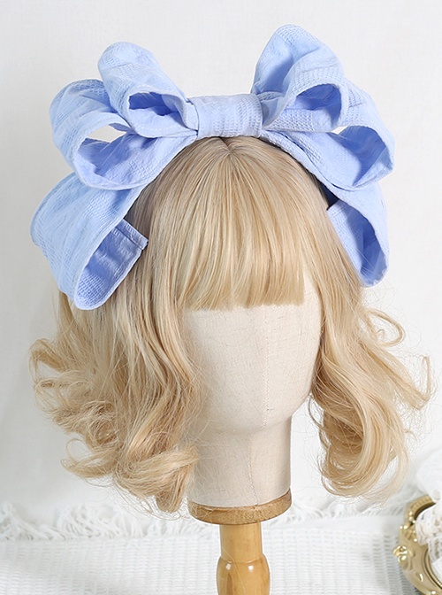 Japanese Style Cotton Sweet Twill Large Bow Decoration Classic Lolita KC Headband Headgear