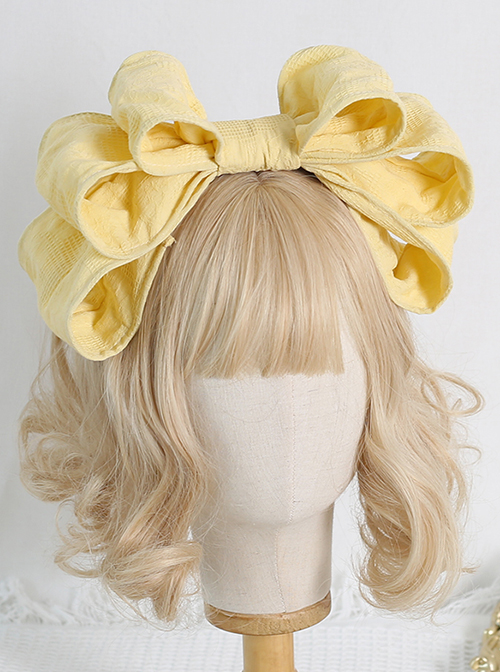 Japanese Style Cotton Sweet Twill Large Bow Decoration Classic Lolita KC Headband Headgear